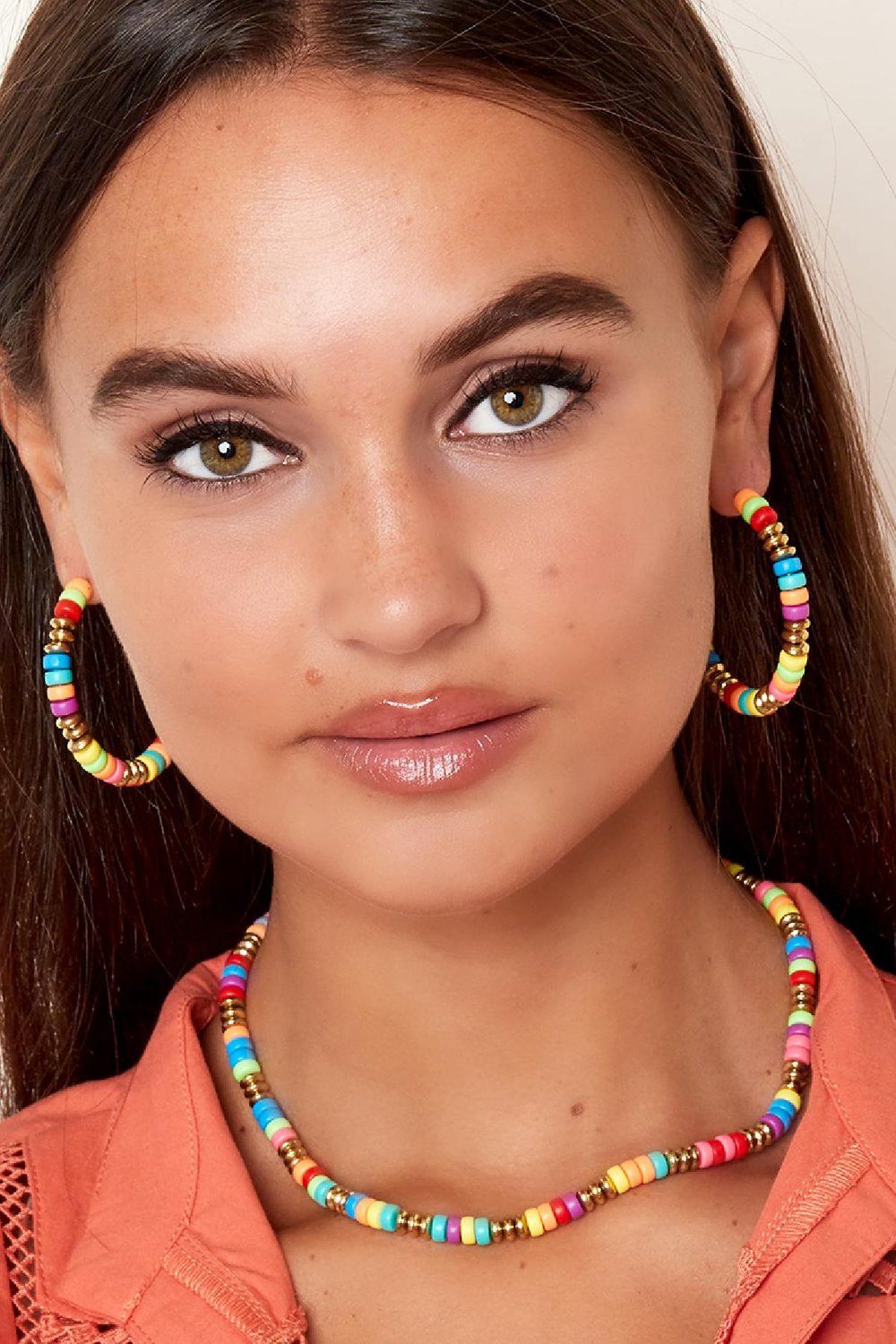 Colourful beads necklace Multi polymer clay h5Picture2